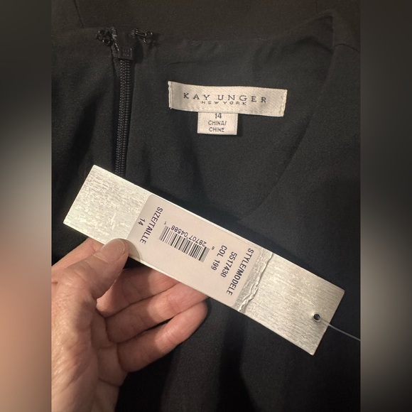 Kay Unger Black Raven Draped Sheath Midi Dress - Picture 7 of 8